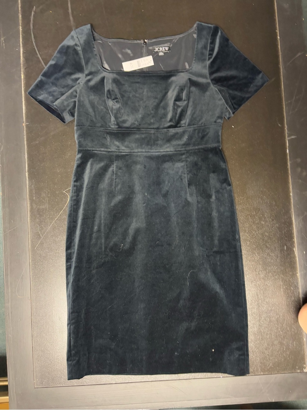 J. Crew Black Velvet Square-Neck Mini Dress